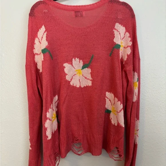 Show Me Your Mumu Seco Sweater Lovey Floral Medium Boho Whimsical Distressed L - Picture 8 of 8